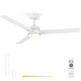 Grunkel SKYEASY47 Ventilador de Techo 47” | Motor DC 30W | 3 Aspas Efecto Madera | Luz LED 18W | 6 Velocidades | Rotación Inversa | Mando a Distancia (Blanco, 52 pulgadas)