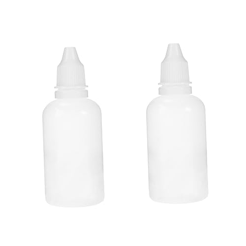KICHOUSE Refillable Eye Liquid Dropper Bottles Essential Oils Container 50ml Plastic Squeezable Dropper Bottles with Caps