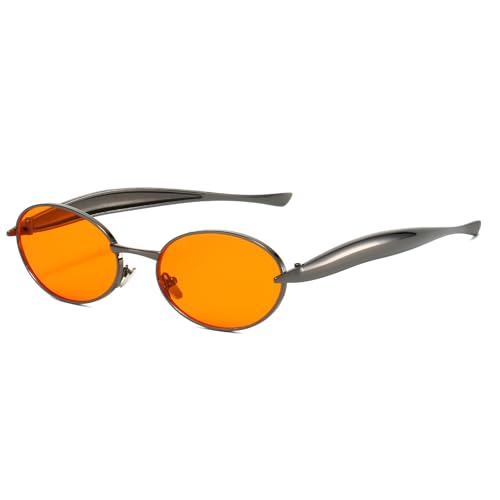SUNBSR Retro Oval Sunglasses for Women Men Trendy 70s Gold Sun Glasses