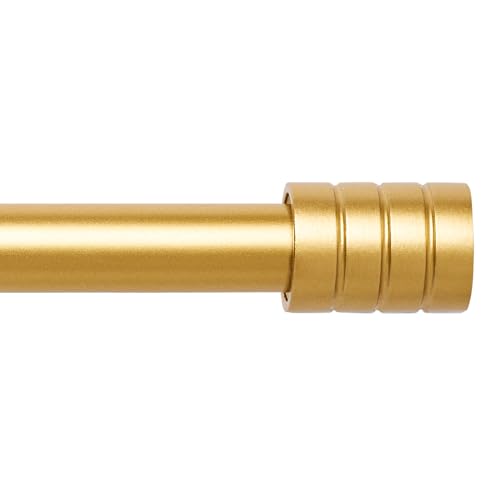 Curtain poles Gold Extendable curtain pole 76cm to 132cm Adjustable curtain track 30 to 52 Includes poles END CAP finials 3 piece brackets hardware kits for Living room Bedroom Kitchen window