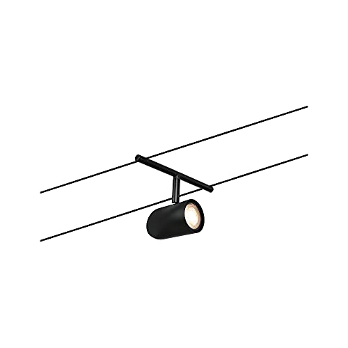 Paulmann 94469 CorDuo Seilsytem Set Cup DC max. 5x10 Watt erweiterbar Schwarz matt Kunststoff, Metall GU5,3 Drahtseilsystem ohne Leuchtmittel