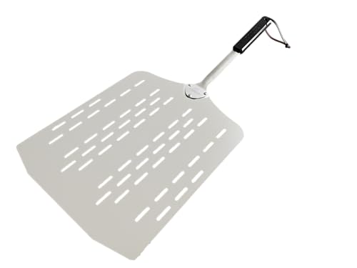 cozze® Pala para Pizza de Aluminio | Acero Perforado | Largo 60 cm | Pala 28x28 cm | Mango Ergonómico | Accesorio para Horno de Pizza