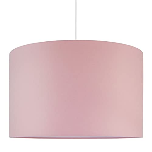 youngDECO® Pastellrosa Hängeleuchte 2xE27, Hängelampe aus Baumwollstoff Ø38cm, Extra Lichtdiffusor, Pendelleuchte für Kinderzimmer und Babyzimmer, Hergestellt in der EU