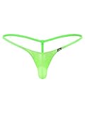 Xnihocha Tangas transparentes para hombre, tangas de malla sexy, ropa interior de cintura baja, mini bikini, bragas de letra, tanga en T, verde, L