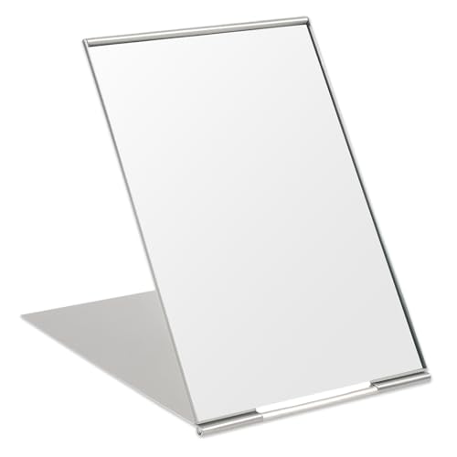 OSDUE Ultra Slim Folding Travel Mirror, 20 * 14cm Aluminum Makeup Mirror with Stand, for Vanity Travel, Camping