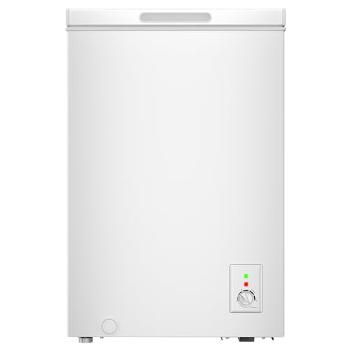 CHiQ FCF98DE Gefriertruhe 99 L, 54,5 x 47,6 x 83,5 cm, 4-Sterne-Gefrieren, Thermostatsteuerung, Drahtgestell, Schwebetür, Geräuscharm, Weiß