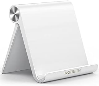 UGREEN Tablet Stand, Adjustable Desk Tablet Holder Foldable Portable for Video FaceTime Compatible with iPad Pro, iPad Mini, iPad Air, Galaxy Tablets iPhone 13 XS XR Pro Max, Galaxy S21 (White)