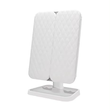 RIGJAK Makeup Mirror with 79 LEDs, Vanity Mirror Movable 180°, Double-Sided Magnifying Makeup Mirror, Touch Control, Trifold Makeup Mirror, Dual Power Supply-image-22
