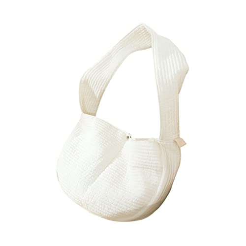 HANABASS ペットの猫バッグ わんわん クレート ポーチ キャリア 猫バッグ小型犬キャリー canvas bag トートバッグ 子猫用収納袋 持ち運び可能な外出用ペットバッグ 白い