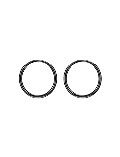 Image of 316L Surgical Steel Endless Hoop Earrings with 16g Tube for Women Silver /Gold /Rose Gold /Black 8mm /10mm /12mm