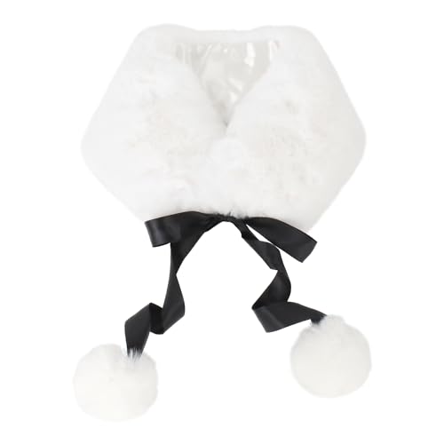 Women Winter Warm Soft Faux Fur Scarf Self Tie Collar Warp Neck Warmer