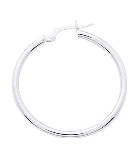 Créoles Or Blanc PAVIA, boucles d'oreilles 18 carats de 25 mm d'une élégance intemporelle française