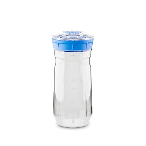 Kefirko Kefir Maker Starter Kit 1,4 Litres | All-in-One Fermenter for Homemade Milk & Water Kefir | Easy-to-Use Glass Jar with Strainer Lid & Airflow Cover | BPA-Free Materials - Blue