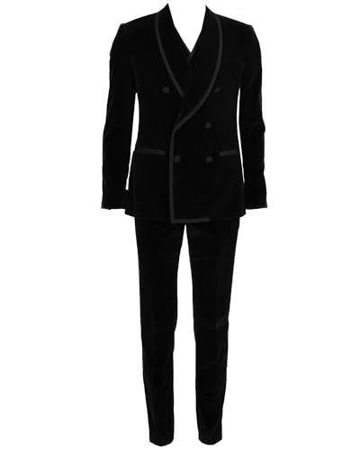 Men's 3 Pieces Velvet Wedding Suit Slim Fit Shawl Lapel Double Breasted Tuxedos Blazer & Vest & Pants2