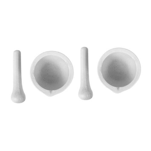Set 2 morteros porcelana con mano para cocina y laboratorio miniatura 1