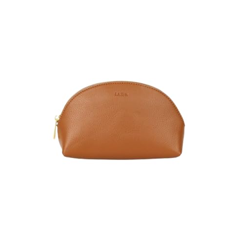 FAWN DESIGN The Cosmetic Bag, Travel Size Small Makeup Bag, Premium Pebbled Faux Leather Zipper Pouch Make Up Bag, Period Bag, 8x6x3 inches, Brown