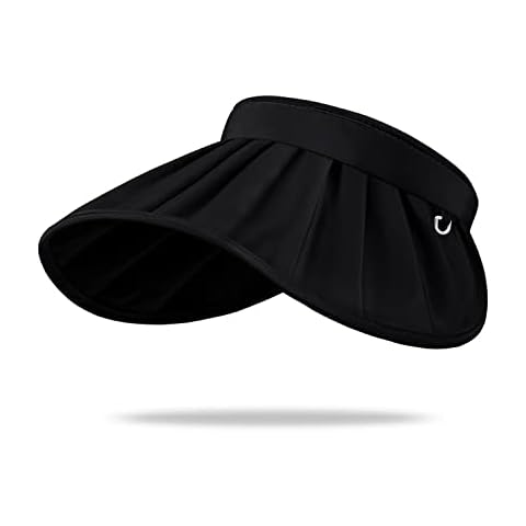 Airmoon Sun Visors for Women UPF 50+ Wide Brim Beach Straw Hats for Women Foldable Summer Sun Visors Packable Sun Hat Women (Black) Cover