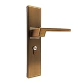 The handle is mounted on a square metal base. This robust and durable design is a classic form of old-fashioned door locks, creating a nostalgic and rustic home atmosphere.