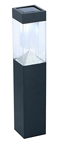 GRUNDIG 3er Set LED Solarlampe Edelstahl 6,5 x H 35,5cm / mit Erdspieß H 53cm - Solarleuchte Wegbeleuchtung Gartendekoration Lichterdeko, Schwarz