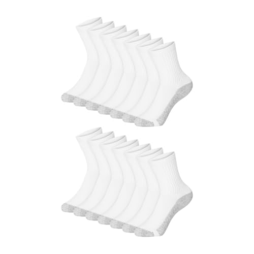 Image of Hanes Boys Socks, Crew, Ankle, & No Show, Stretch-Cotton Socks, Moisture-wicking, Cushioned, 12 & 14 Packs, Black White