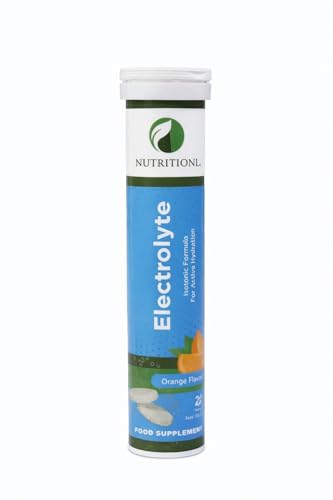 Nutritionl Electrolyte Effervescent 20 Tablets Orange Flavor Fast Hydration Support with Essential Electrolytes & Vitamin