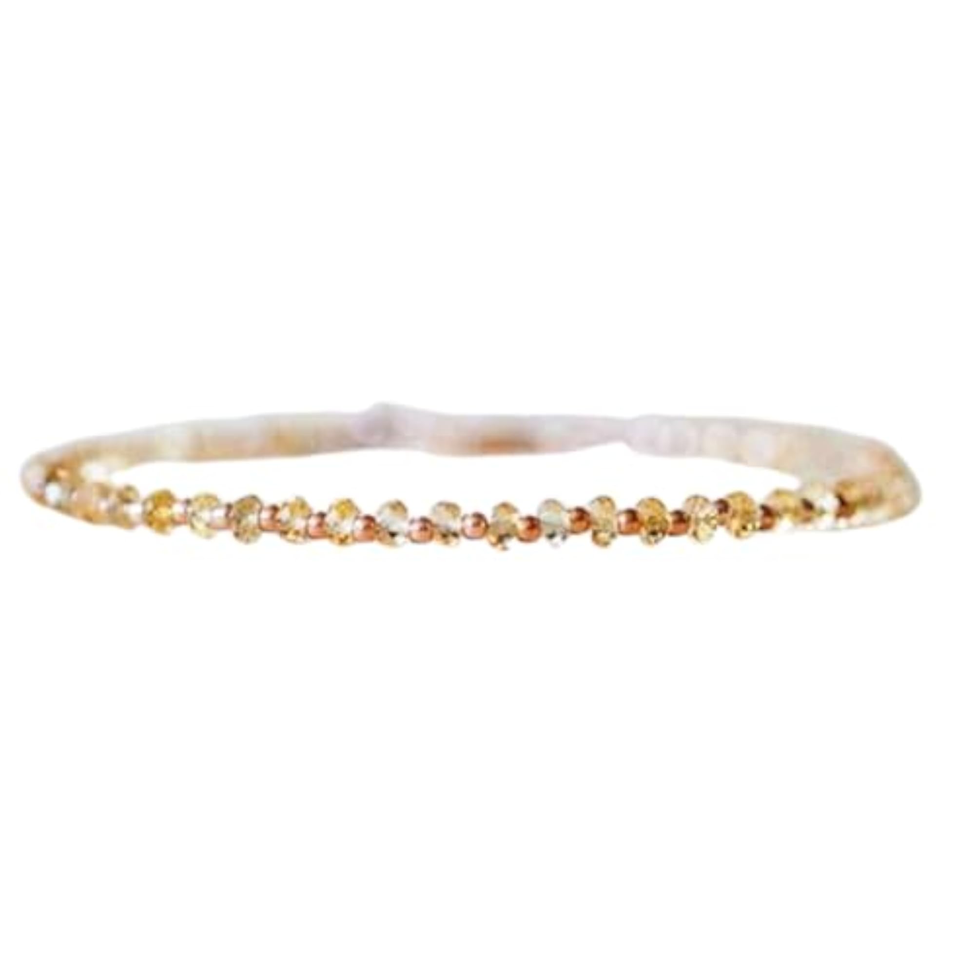 Citrine Rondelle Beaded Bracelet with Gold Lock, Adjustable
