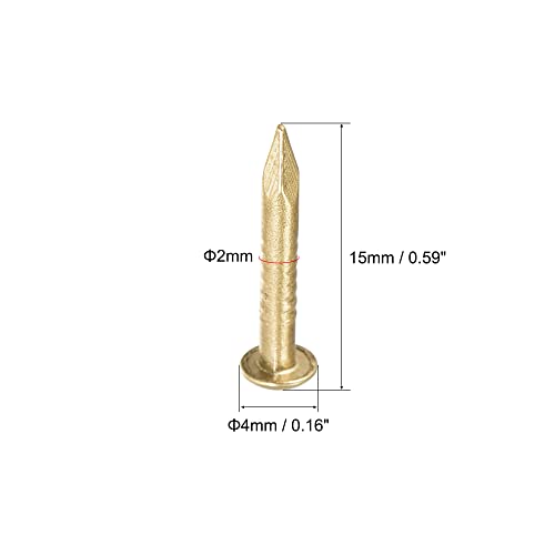 QUARKZMAN Kleine winzige Messingnägel 2x15mm für DIY Dekorative Bilder Holzkisten Haushaltszubehör 50 Stück