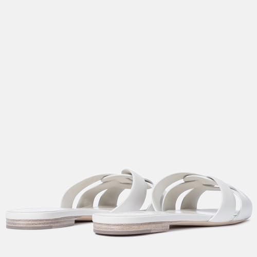 Image of THESHY Women's Flat Sandals Square Toe Patent Leather Comfortable Slip on Slippers Casual Summer Dressy Beach Slide Sandals for Women