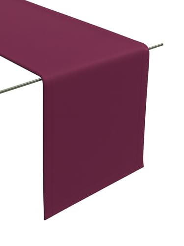 Tischläufer aus Minimate Gewebe. Modern, glatt, breiter Saum, bügelfrei, strapazierfähig, waschbar bis 60°C, trocknergeeignet. Küche & Wohnzimmer. Größe & Farbe wählbar. (Aubergine, 45 x 120)