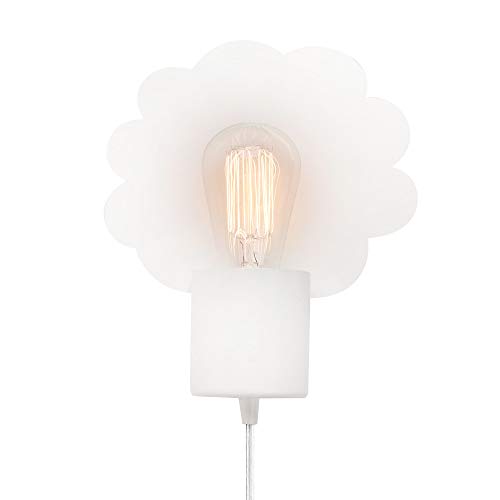 Globe Electric Daisy Novogratz x Globe 1-Light Cloud Backplate Plug-in Wall Sconce, Matte White, 6ft Clear Cord, Inline On/Off Rocker Switch 51490