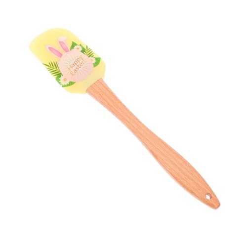 VERDANVERSE Espátula De Silicona De Pascua Favores De La Fiesta De Bodas Raspadores De Mantequilla Raspador De Crema De Silicona Espátula Raspadora De Cuencos Mango Largo Yellow Madera
