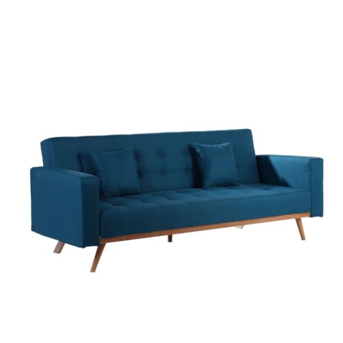 SHIITO | Sofá Cama de 3 Plazas | Modelo Mulhacén - Apertura Clic-Clac | Mueble Elegante y Confortable | Tapizado en Tela - Azul Esmeralda - 216 x 81 x 87 cm