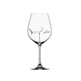 Qcwwy Bicchiere da Vino in Vetro Borosilicato Squalo Altri Utensili da Accessori Calice da Champagne Trasparente Tazza da Whisky Bicchieri da Festa con Design Antiscottatura Capacità 300 Ml Vetro
