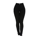 Women's Skinny Jeans High Rise Stretch Bodycon Denim Trousers Slim Pockets Pure Color Casual Comfortable Pencil Pants (Black,Medium)