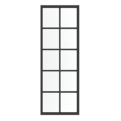 Jubest Diy Glass Sliding Barn Door, 30In X 84In Modern French Door, Sturdy 5-Lite Clear Tempered Glass Aluminum Frame Sliding Closet Kitchen Door, Easy Assembly #TOP2