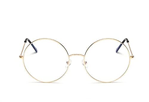 siqiwl Lesebrille, Große runde Gläser transparente Frauen Brillenrahmen aus Metall klare Linsenrahmen Mode Brille Rahmen (Color : C3 Gold Clear, Size : +3) Cover