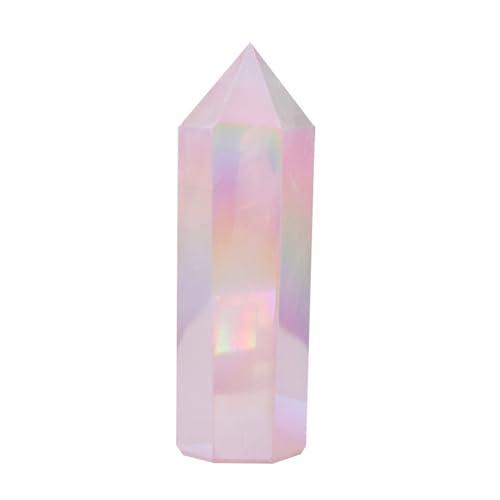 Pointe de quartz colonne hexagonale cristal électroplaqué ornement 7cm
