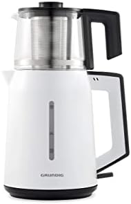 Grundig TM 4961 Elektrikli Çay Makinesi, 1.8 Litre Isıtıcı ve 0.8 Litre Demlik Kapasitesi, Paslanmaz Çelik Çay Filtresi, Kettle Olarak Kullanılabilme Özelliği, 1650 W, Beyaz
