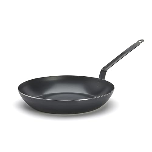 De Buyer - Sartén de acero al carbono azul de 2 mm de grosor, superficie de cocción de 12.5 pulgadas de diámetro, 9.15 pulgadas, apta para horno, libre de PFAS, PFOA y PFOS, fabricada en Francia