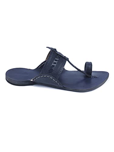 Image of KORAKARI Men Kolhapuri Chappal Handcrafted Sandal Smooth and Comfortable Flip Flops Slipper Stylish Anti Slip Design Genuine Leather Traditional Footwear.