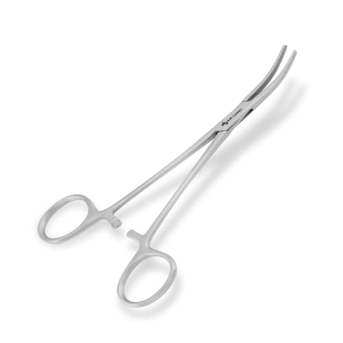 HUR CARE Stainless Steel Self-Locking Fishing Forceps Locking Pliers Piercing Pliers, Suturing Piercing Clamp with Powerful Serrated Jaw Multipurpose Tweezers Pincers for DIY Crafting Pet Grooming (1)