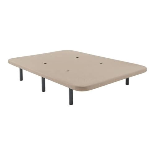 Shiito | Base Tapizada Nielson 135x190 cm | Tejido 3D en Tela de Color Beige | Incluye Válvulas de Transpiración | Juego de 6 Patas