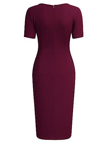 image for AISIZE Women's 50s Vintage Ruffle Peplum Cocktail Pencil Knee Dress X-