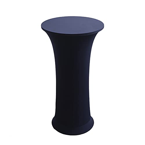 LIFEDX Spandex Cocktail Table Cover,Round Cocktail Tablecloth Stretch Tablecloths Fitted High Top Round Bar Table for Wedding Party Banquet Birthday Outdoor Party,Dark Blue,1Pc