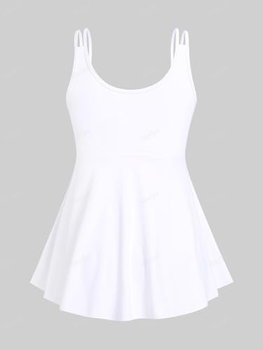 Rosegal Women Plus Size Modest Tankini Swimsuit Rose Print Boyleg Swimwear Padded Boyshorts Bathing3