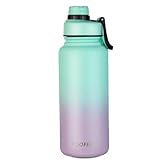 Toofeel Stainless Steel Water Bottles - Wide Mouth Cold and Hot Water Bottle, Double Walled Vacuum Metal Thermos Flask, Insulated 1 Liter Water Bottles for Travel Sports Outdoor Adventures Bubble Gum