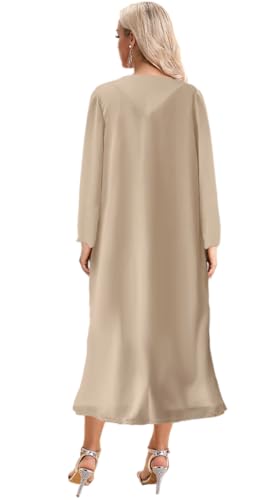 2 Pieces Mother of The Bride Dresses for Wedding Tea Length Formal Dress with Jacket Sequin Evening Gown2