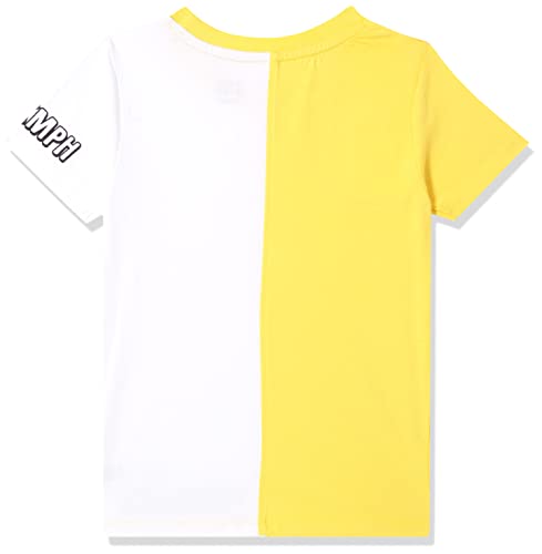 Image of miniklub Girls Yellow White Colourblocked Cotton Round Neck Pure Cotton T-Shirt