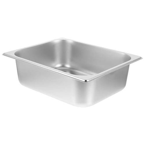 NIYANGLE Bandeja Rectangular de Acero Inoxidable 1/2 Tamaño 32,5x26,5x10 Cm para Buffet, Soporte para Alimentos Tipo Buffet, Plato Cuadrado Esquinas Redondeadas y Base Estable