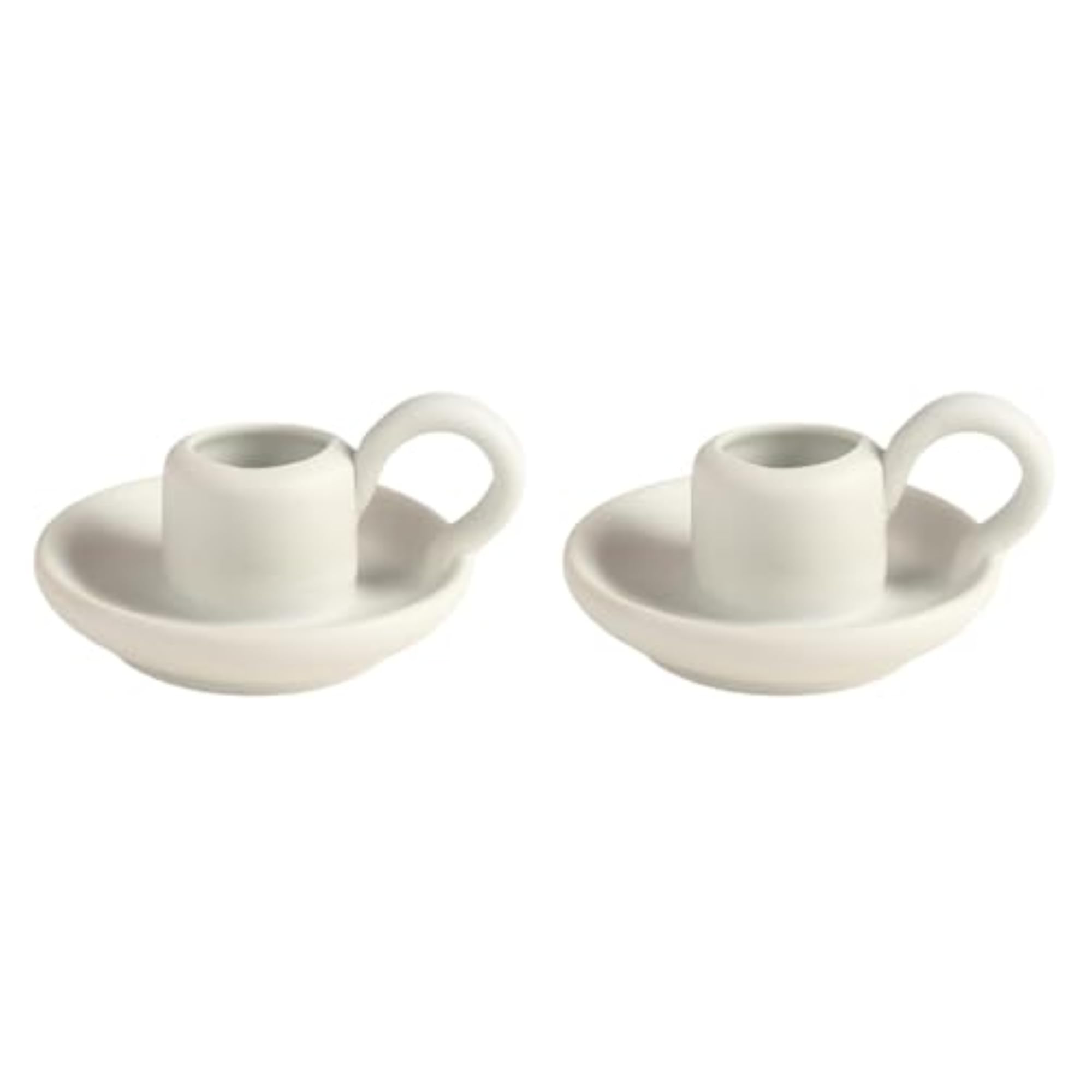 2Pcs Ceramic Candle Holders with Handle for Desktop